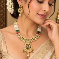 FS Collection Elegant Pota Stone Pearl And Beads Necklace Set