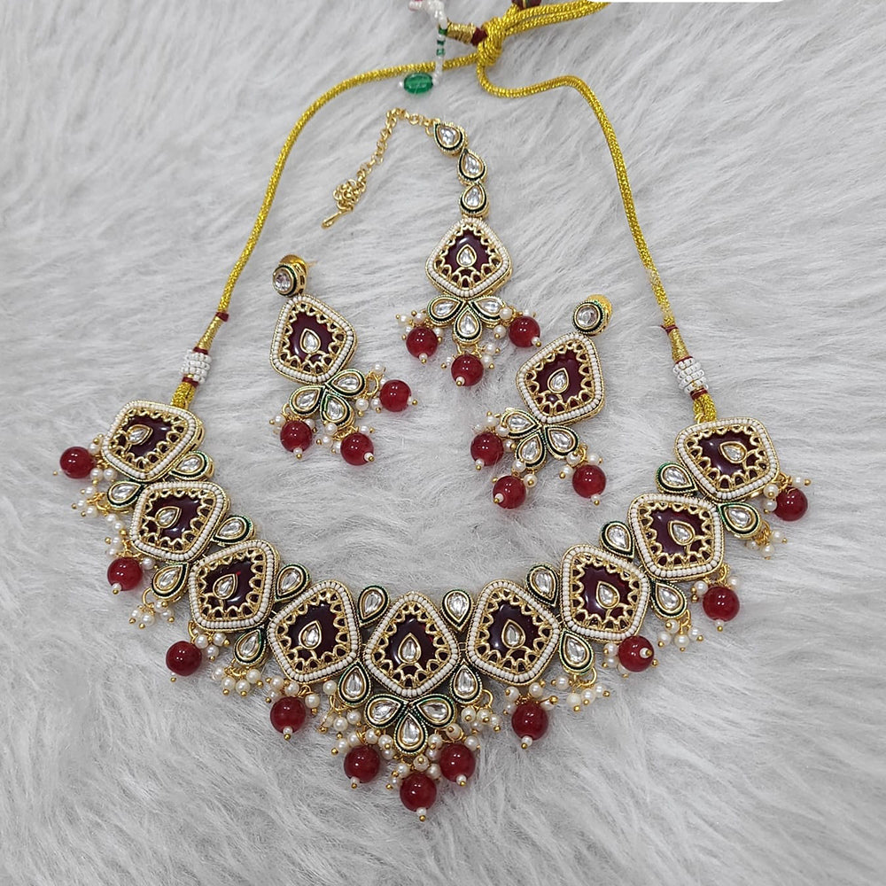 FS Collection Elegant Pota Stone Pearl And Beads Necklace Set