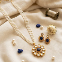 FS Collection Elegant Pota Stone And Pearl Necklace Set