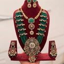 FS Collection Elegant Pota Stone And Pearl Double Necklace Set