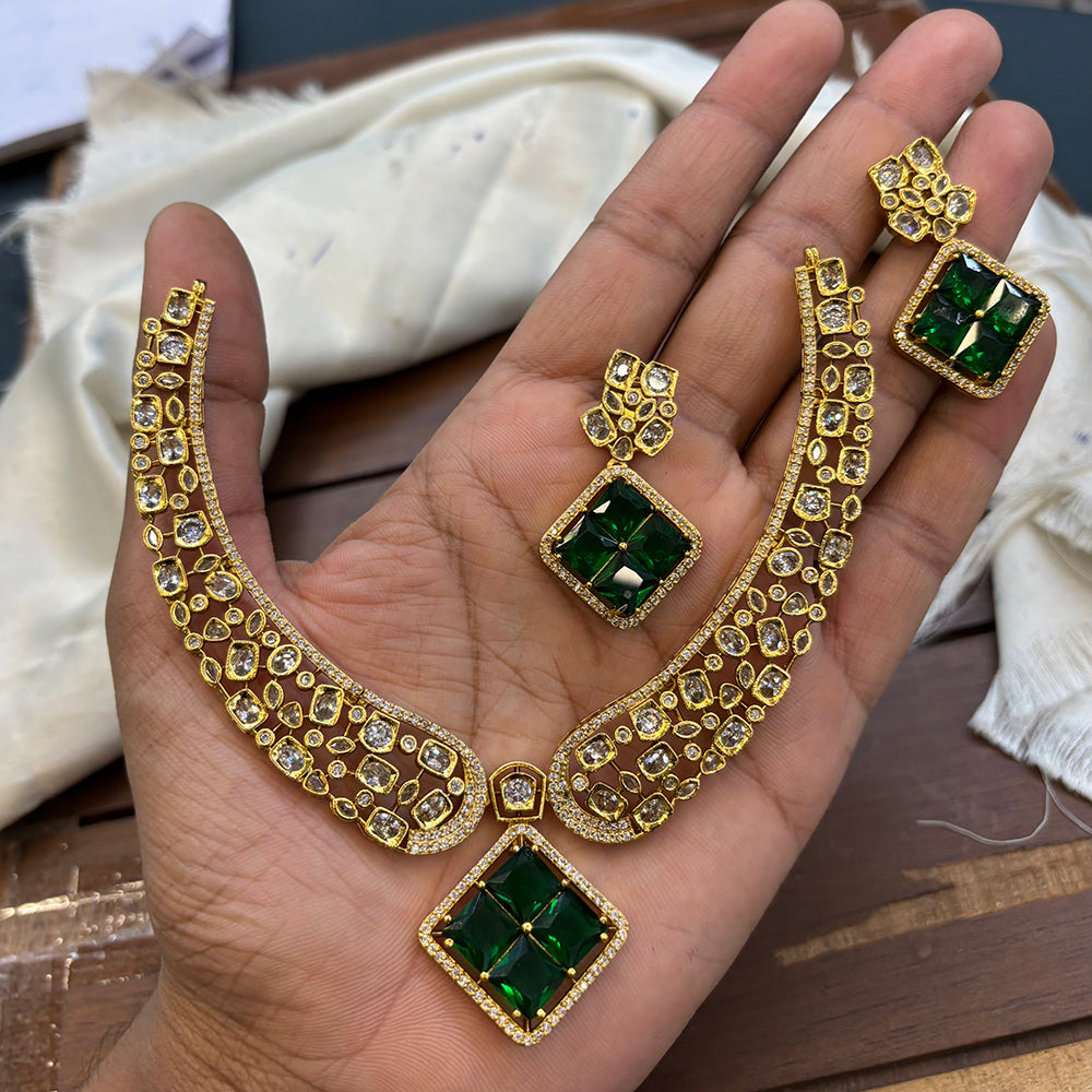 FS Collection Graceful American Diamond Necklace Set for for Special Occasions