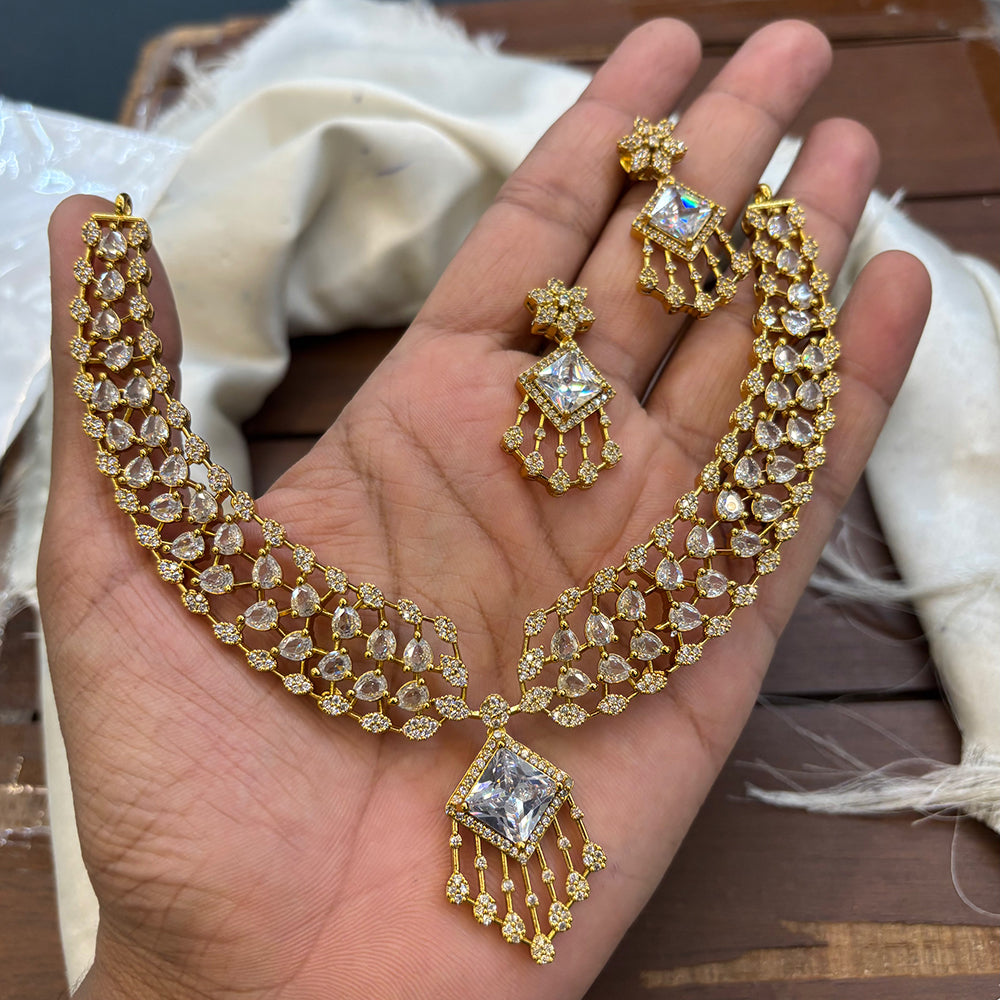 FS Collection Graceful American Diamond Necklace Set for for Special Occasions