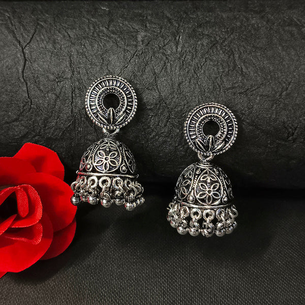 Darshana Jewels Oxidised Plated Jhumki Earrings