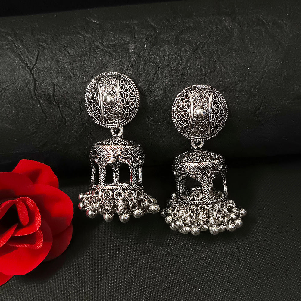 Darshana Jewels Oxidised Plated Jhumki Earrings