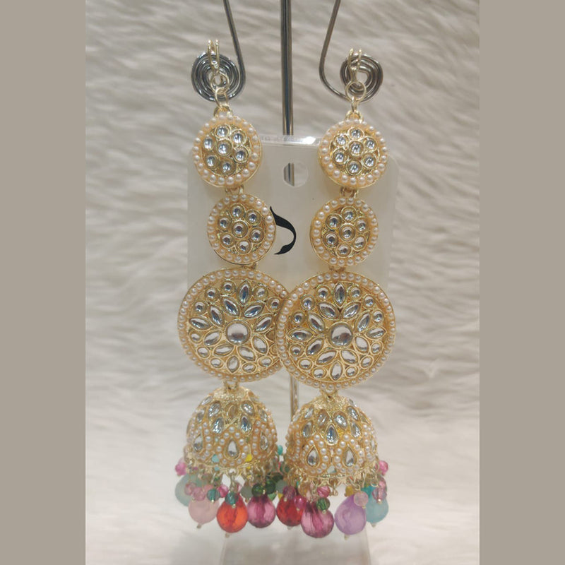 Dhwani Gold Plated Kundan Stone Jhumki Earrings (Assorted Color)