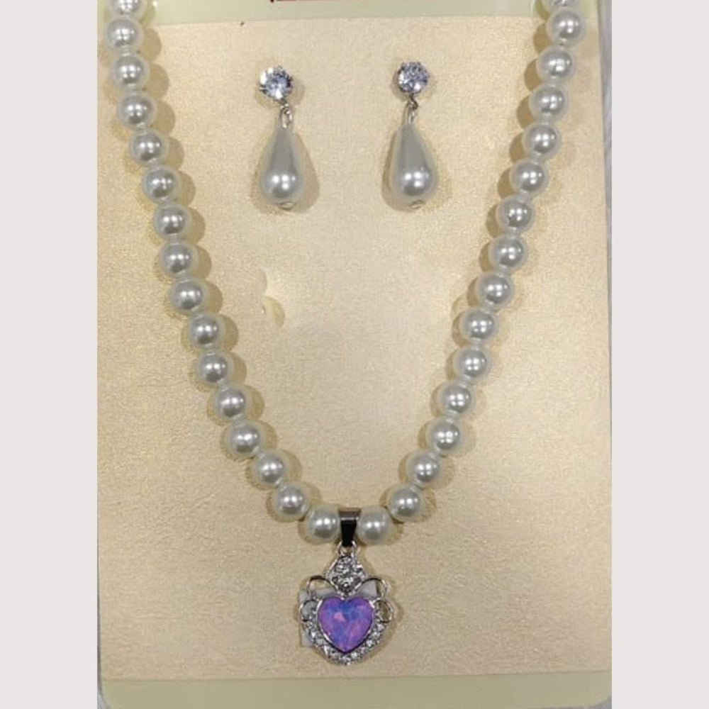 Crescent Creation Intricately Designed Necklace Set with Delicate Pearl Detailing