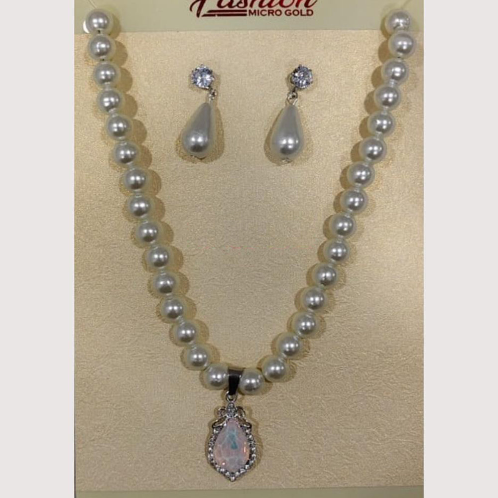 Crescent Creation Intricately Designed Necklace Set with Delicate Pearl Detailing