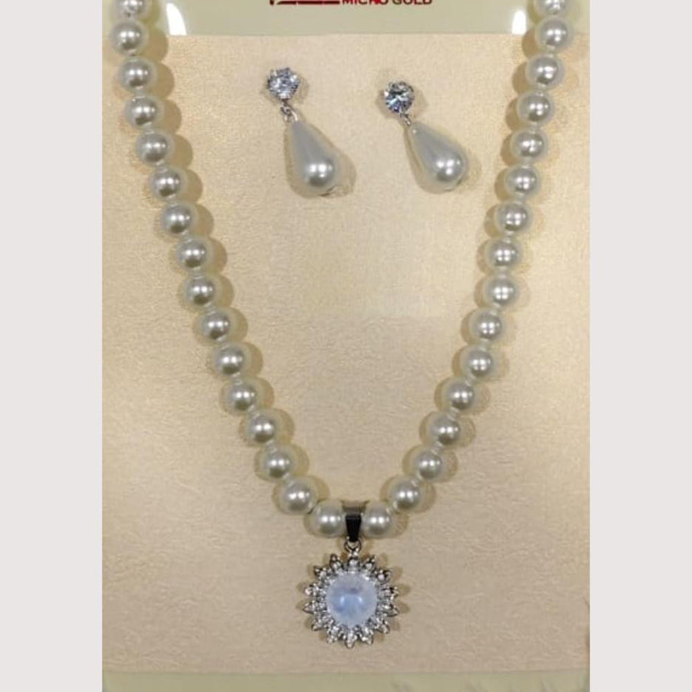 Crescent Creation Intricately Designed Necklace Set with Delicate Pearl Detailing