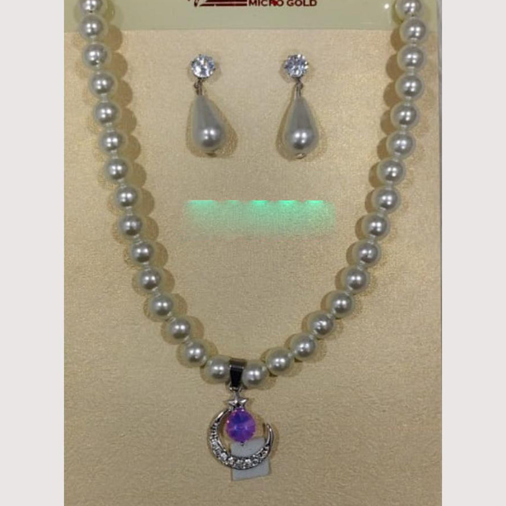 Crescent Creation Intricately Designed Necklace Set with Delicate Pearl Detailing