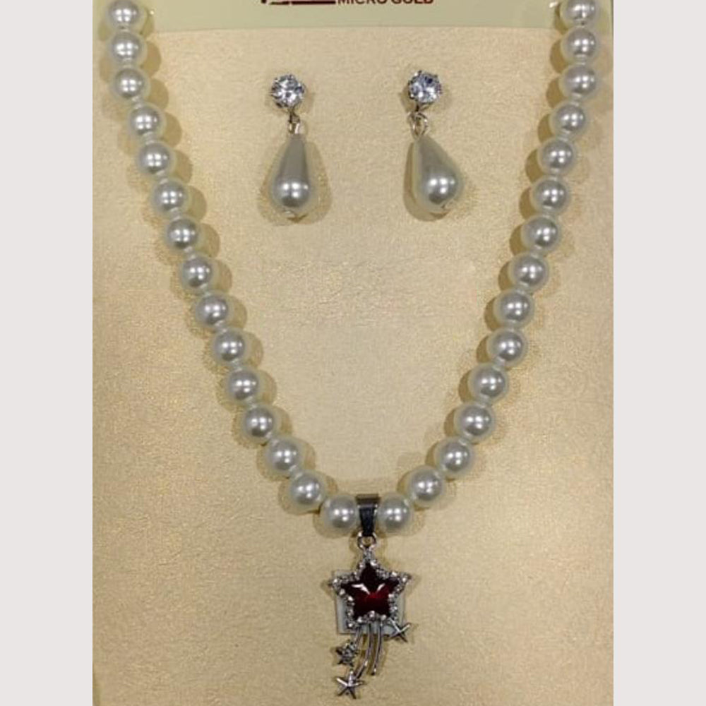 Crescent Creation Intricately Designed Necklace Set with Delicate Pearl Detailing