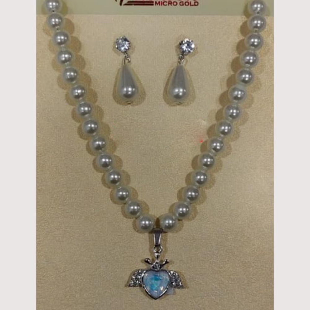 Crescent Creation Intricately Designed Necklace Set with Delicate Pearl Detailing
