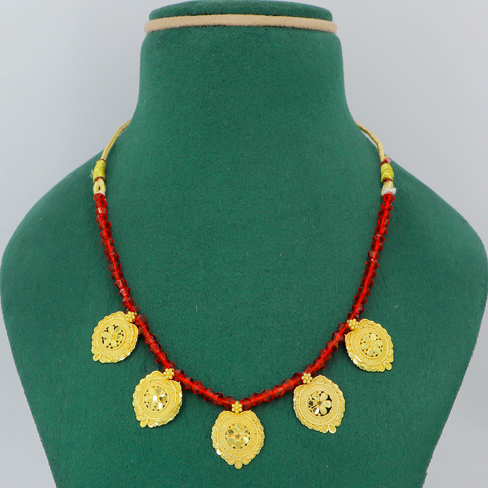 Mahavir Gold Plated Beads Necklace Set