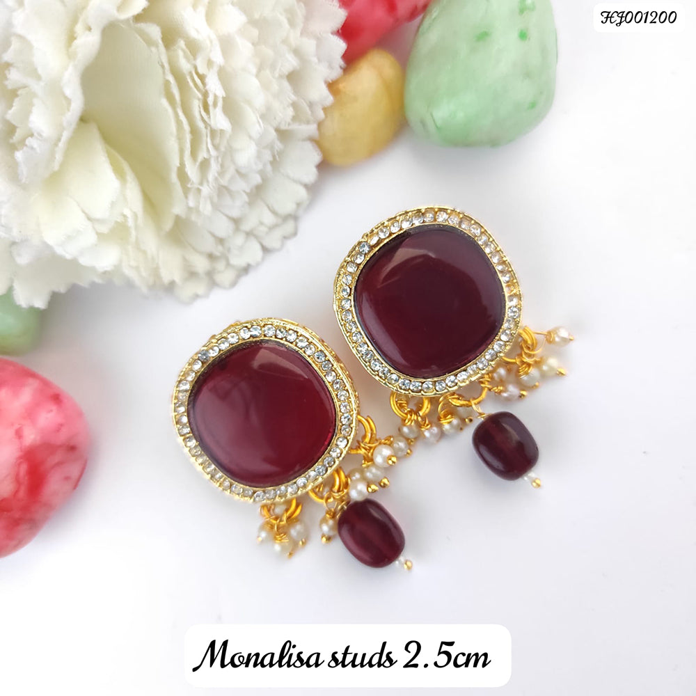 Meenakari Big Stud Earring in Rose Gold Plating for Women - Mrigangi