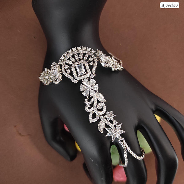Raj Creations Silver Plated AD Stone Hand Harness