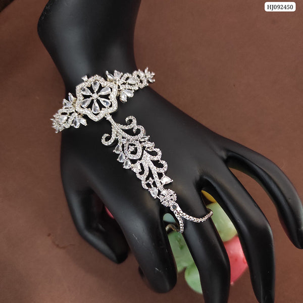 Raj Creations Silver Plated AD Stone Hand Harness