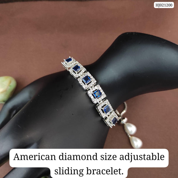 Raj Creations Silver Plated AD Stone Adjustable Bracelet