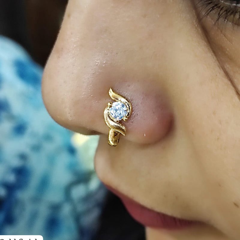 Raj Creation Gold Plated Austrian Stone Nose Ring