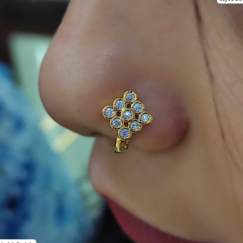 Raj Creation Gold Plated Austrian Stone Nose Ring