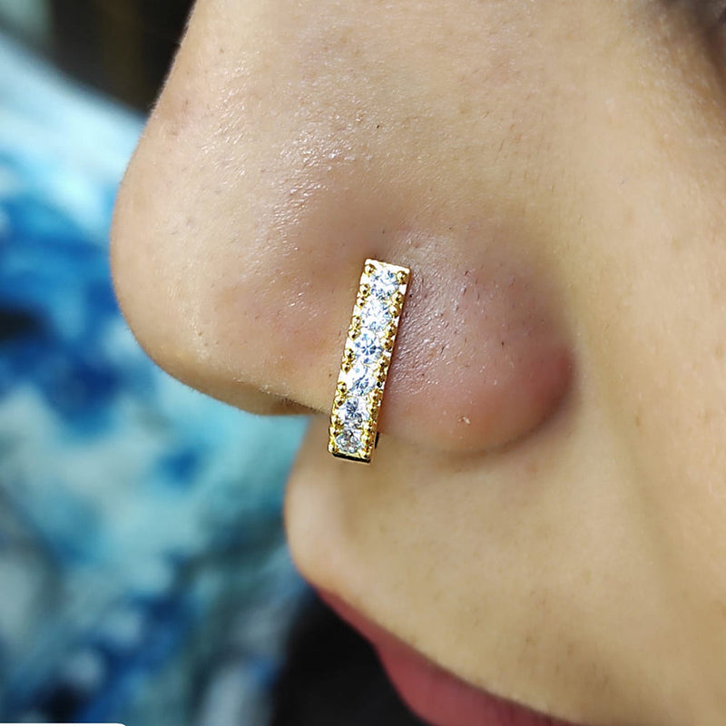 Raj Creation Gold Plated Austrian Stone Nose Ring