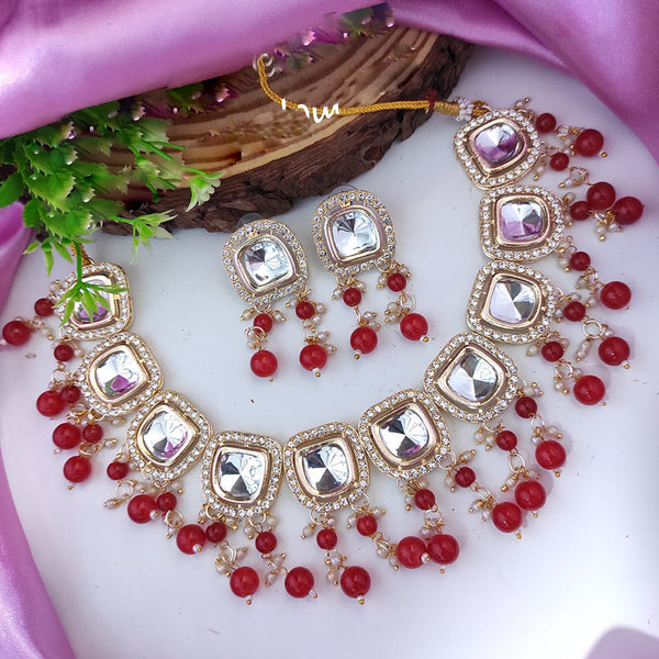 Raj Creations Gold Plated Crystal Stone And Beads Necklace Set