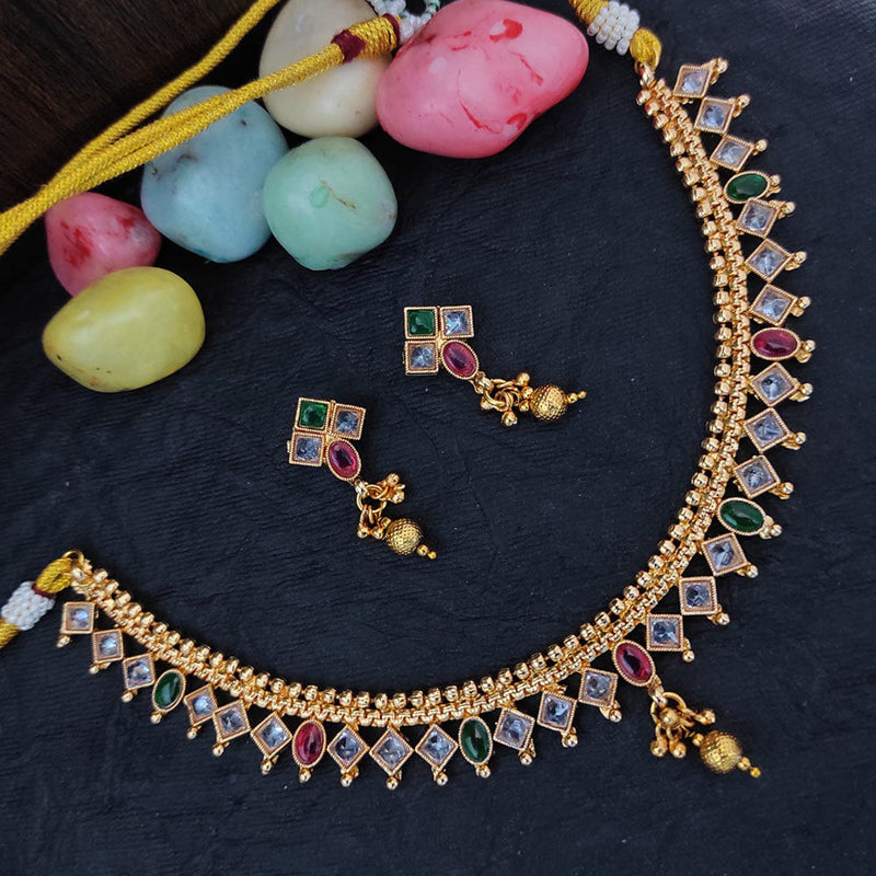 Raj Creations Gold Plated Crystal Stone Necklace Set