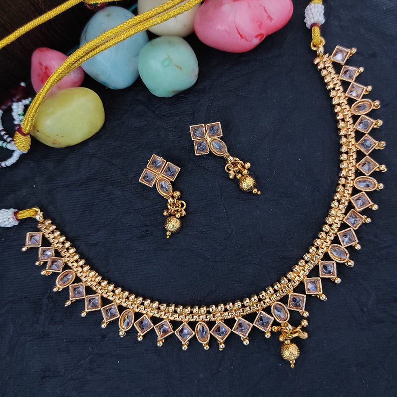 Raj Creations Gold Plated Crystal Stone Necklace Set