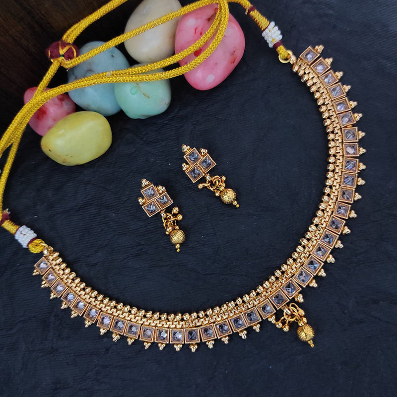 Raj Creations Gold Plated Crystal Stone Necklace Set