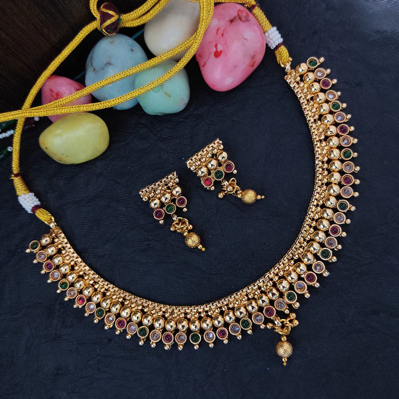 Raj Creations Gold Plated Crystal Stone Necklace Set