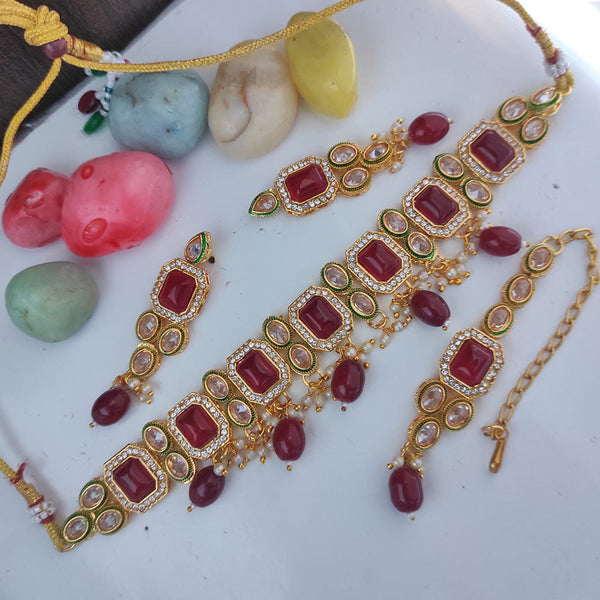 Raj Creations Gold Plated Crystal Stone Necklace Set