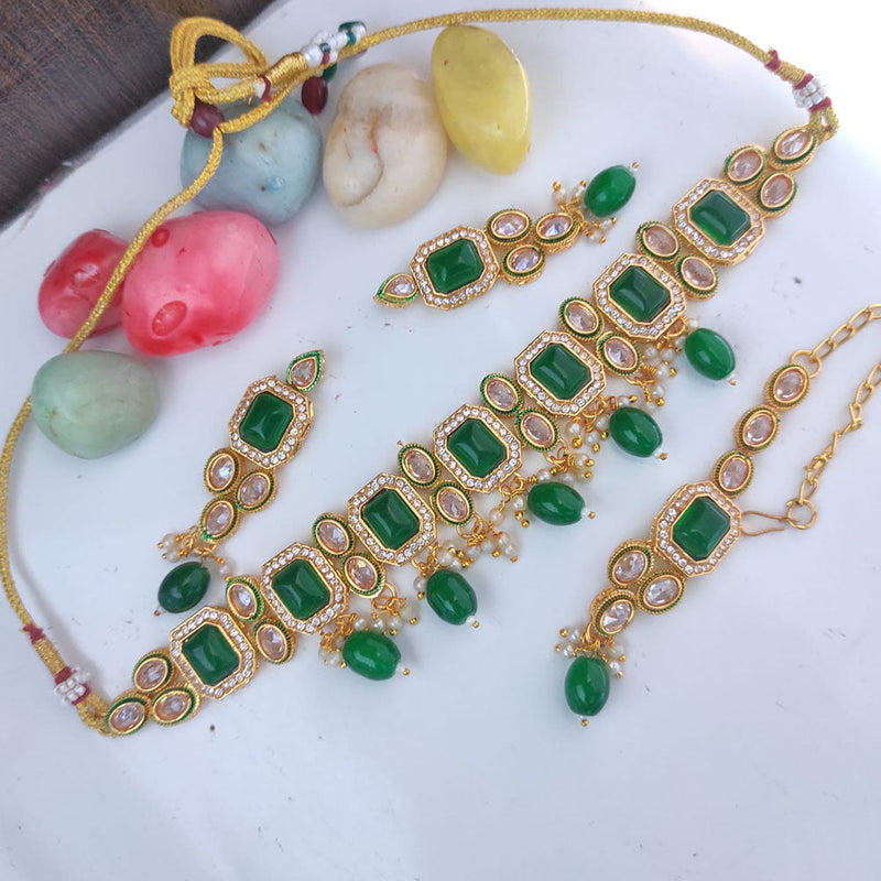 Raj Creations Gold Plated Crystal Stone Necklace Set