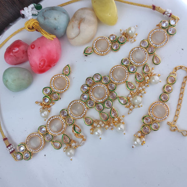 Raj Creations Gold Plated Crystal Stone Necklace Set