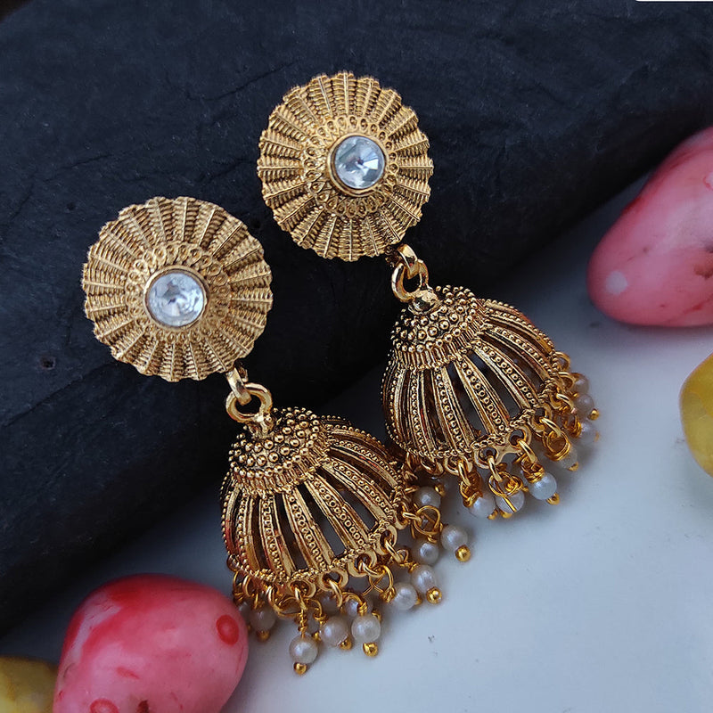 Raj Creations Gold Plated Pearl Jhumki Earrings