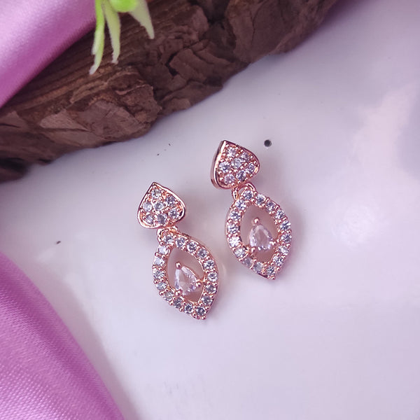 Raj Creations Rose Gold Plated Austrian Stone  Earrings