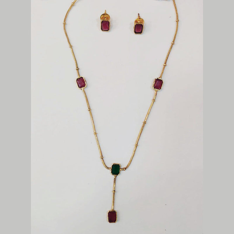 Sangita Creation Gold Plated Pota Stone Necklace Set