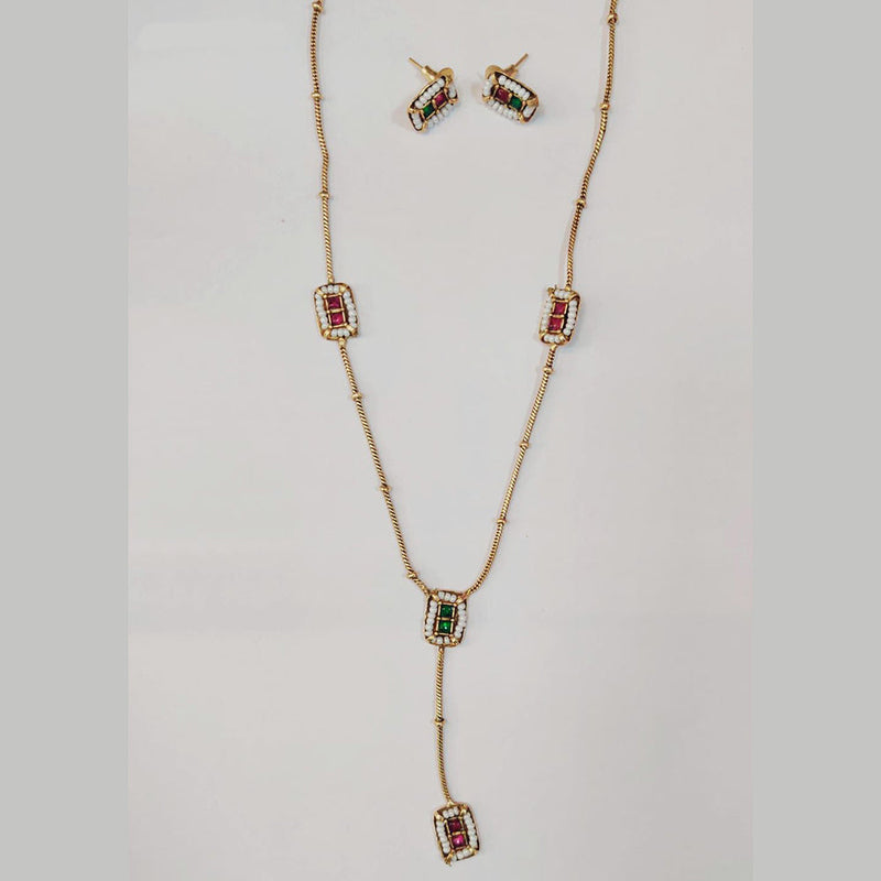 Sangita Creation Gold Plated Pota Stone Necklace Set