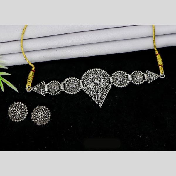 Mahavir Oxidised Plated Choker Necklace Set