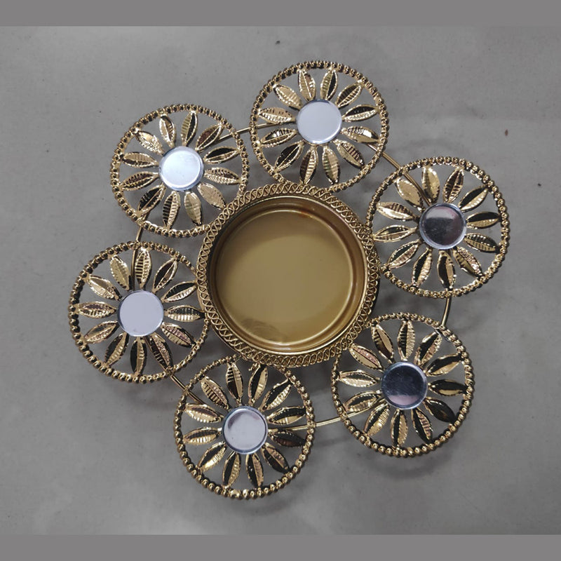 Viky Brass Metal Gold Plated Designer Diya