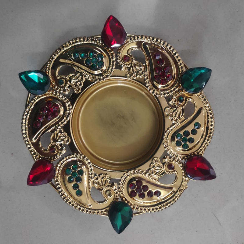 Viky Brass Metal Gold Plated Designer Diya