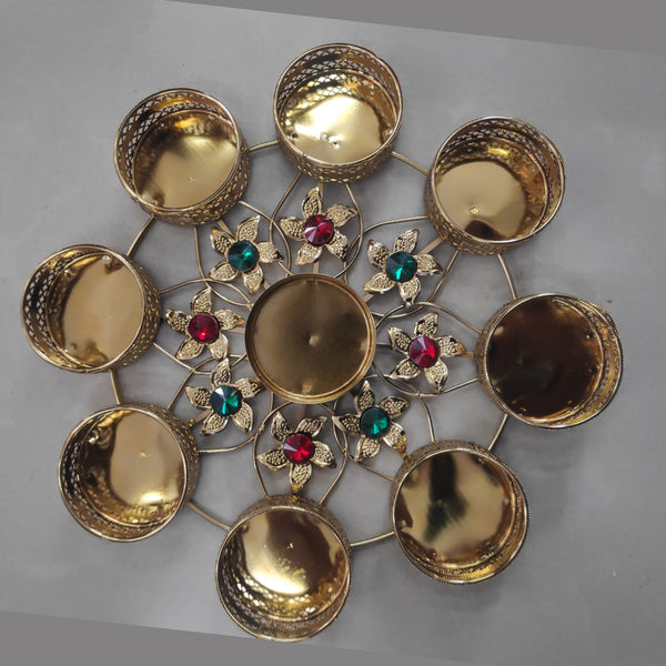 Viky Brass Metal Gold Plated Designer Diya