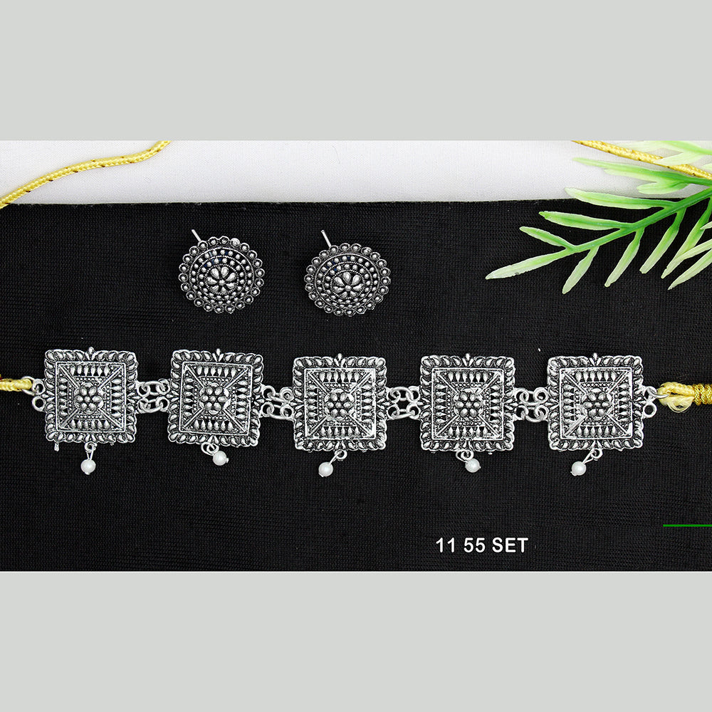 Mahavir Oxidised Plated Necklace Set