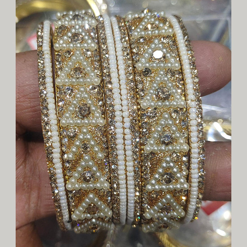 Kiran Bangles Gold Plated Austrian Stone And Pearls Bangles Set