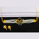 Mahavir Gold Plated Meenakari And Pearl Choker Necklace Set