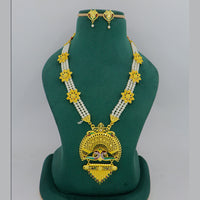 Mahavir Gold Plated Meenakari And Pearl Necklace Set