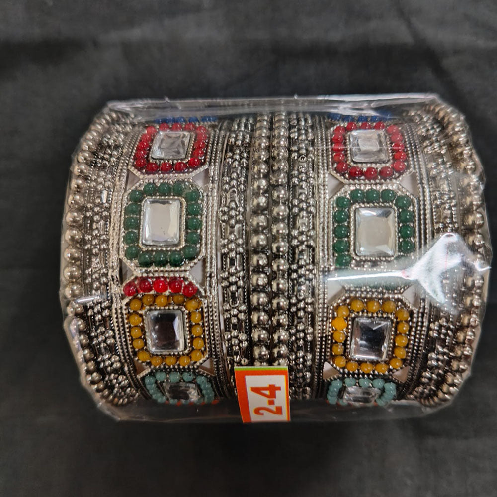 Shree Asha Bangles Crystal Stone And Bead Bangles Set