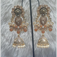 Infinity Jewels Gold Plated Crystal Stone And Meenakari Jhumki Earrings