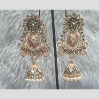 Infinity Jewels Gold Plated Crystal Stone And Meenakari Jhumki Earrings