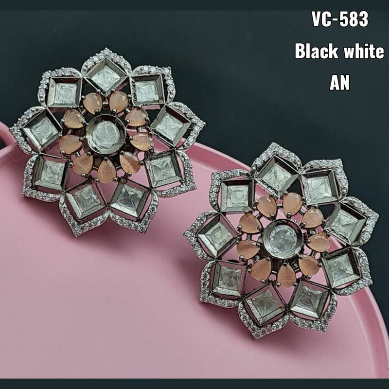 Vivah Creation Silver Plated Studded Earrings