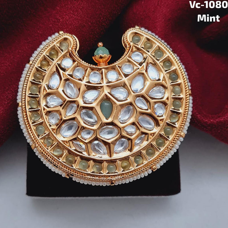 Vivah Creations Gold Plated Kundan Stone Adjustable Ring