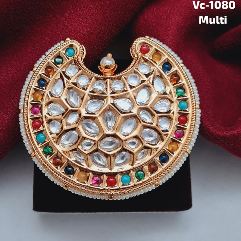 Vivah Creations Gold Plated Kundan Stone Adjustable Ring