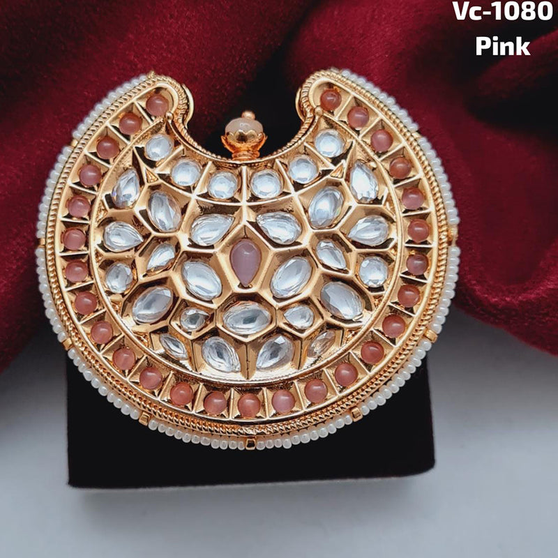 Vivah Creations Gold Plated Kundan Stone Adjustable Ring